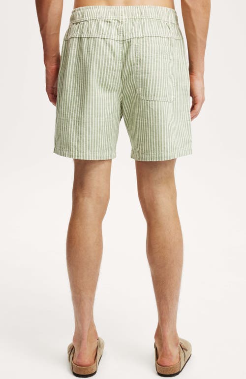 Cotton On Men's Easy Short In Sage Stripe