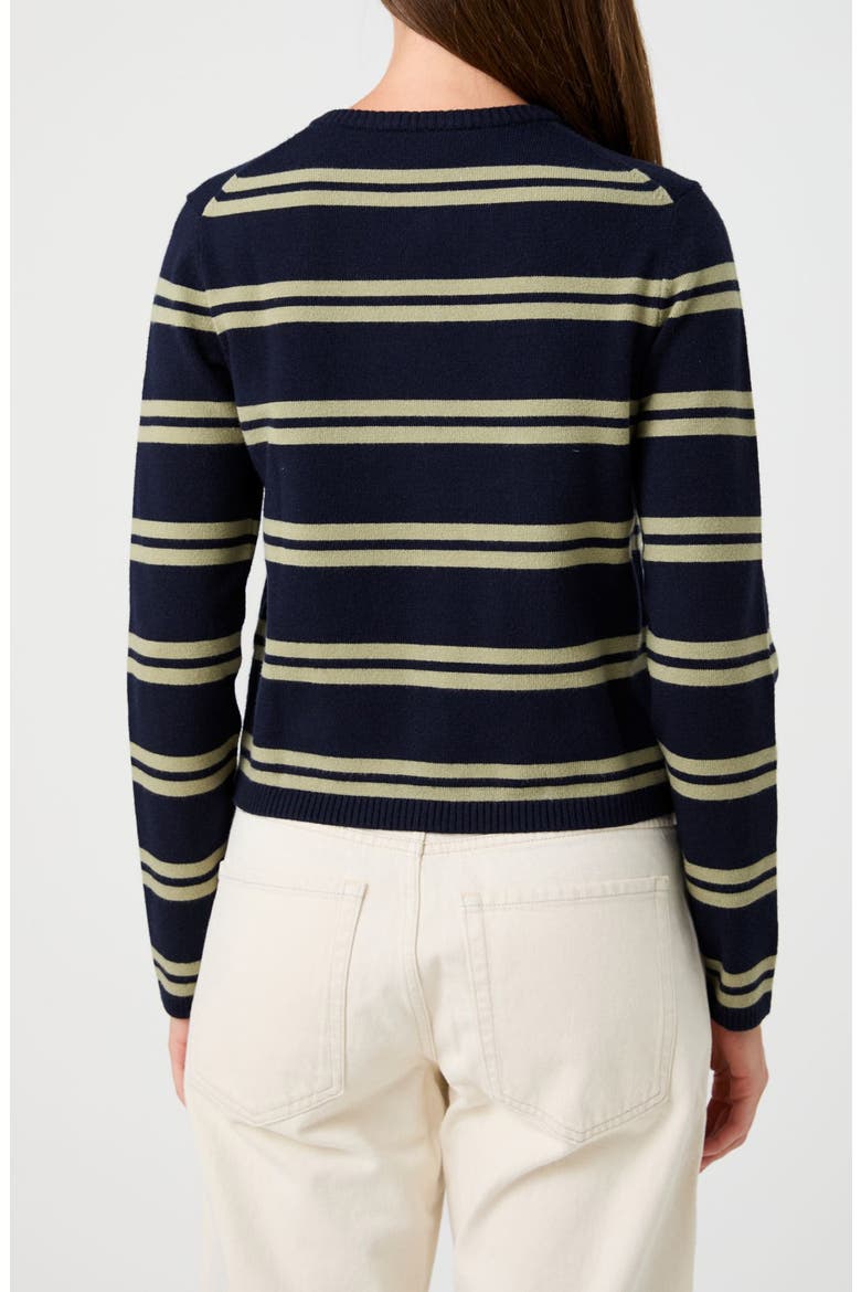 Hester Striped Ribbed Cardigan, Alternate, color, NAVY/ DUSTY GREEN STRIPE