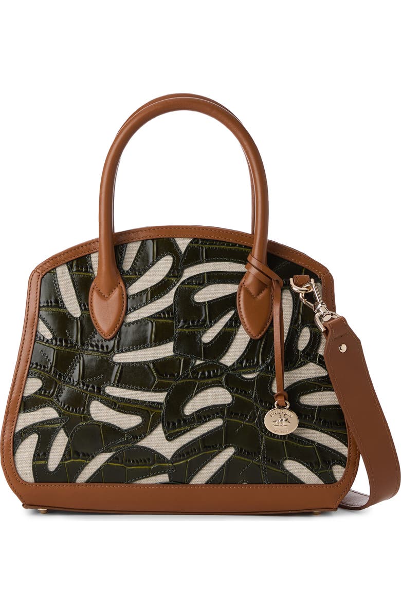 Brahmin Rosetta Croc Embossed Leather & Linen Satchel, Alternate, color,