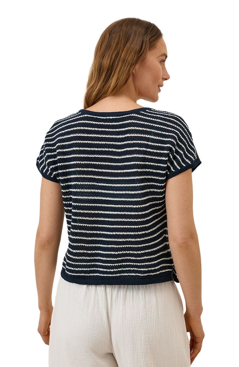 Pact Beachside Linen V-Neck Top Made with Organic Cotton, Alternate, color, Capri Stripe