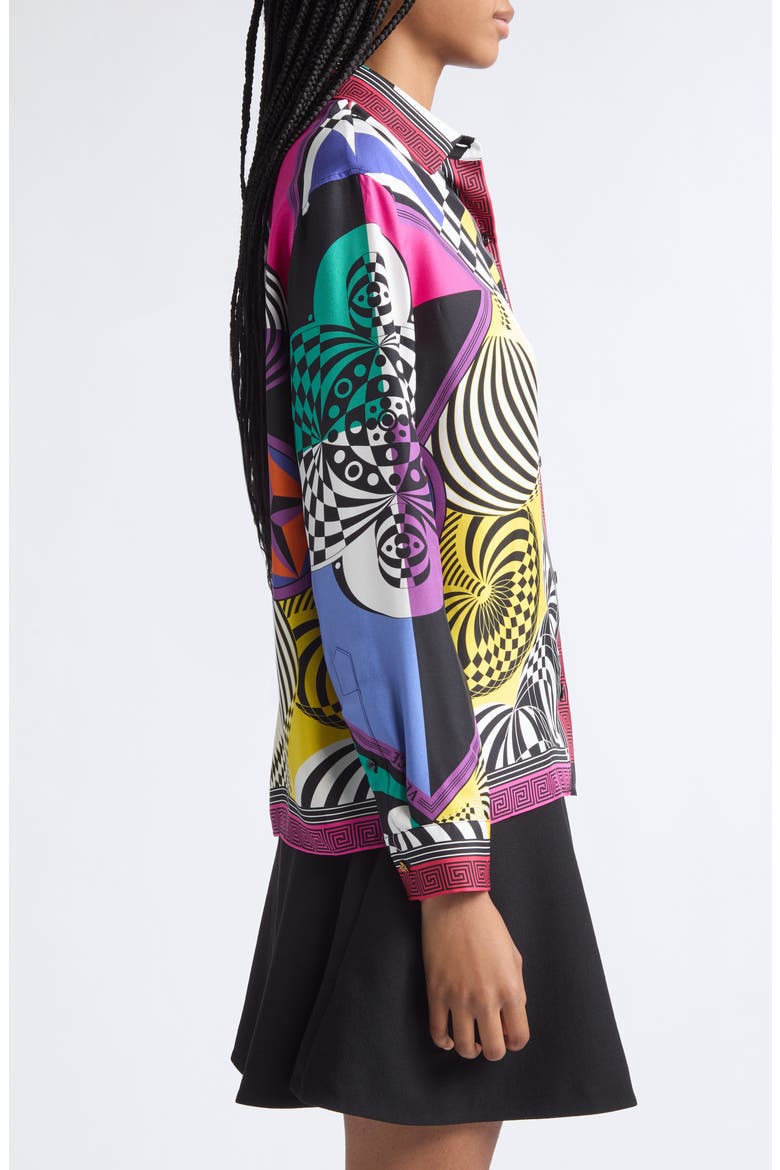 Teatro Print Silk Foulard Button-Up Shirt, Alternate, color, MULTICOLOR