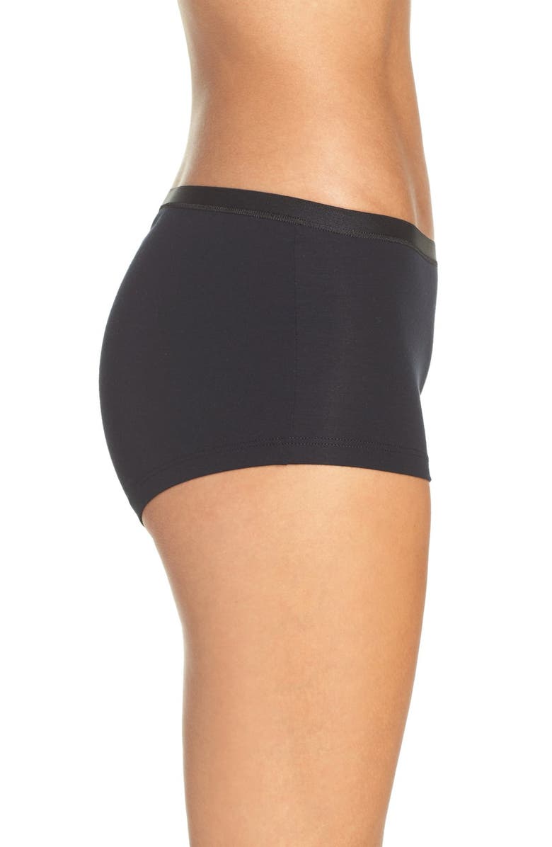 Hanro Stretch Modal Boyshorts, Alternate, color, Black