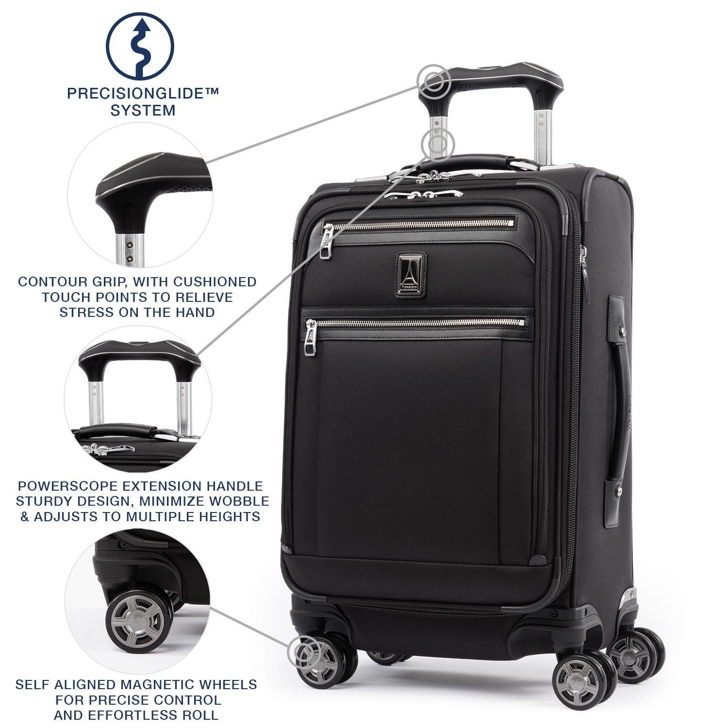 TRAVELPRO Platinum Elite Softside Expandable Carry-On 21-Inch Luggage, Alternate, color, Shadow Black