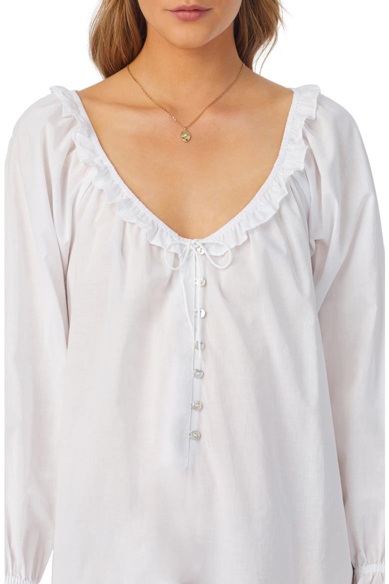 Ruffle Cotton Nightgown, Alternate, color, WHITE