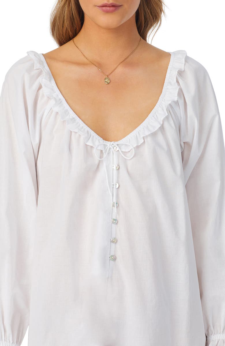 Eileen West Ruffle Cotton Nightgown, Alternate, color, White