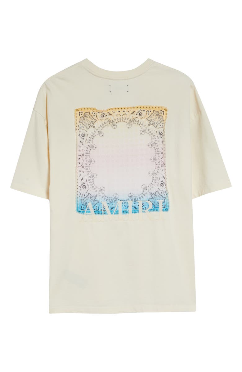 AMIRI Oversize Gradient MA Bandana Patch Appliqué Skate T-Shirt, Alternate, color, Ivory