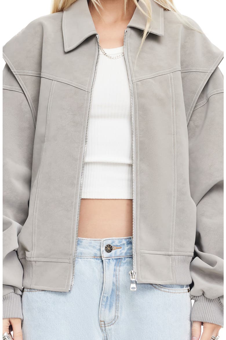 Vista Faux Suede Bomber Jacket, Alternate, color, TAUPE