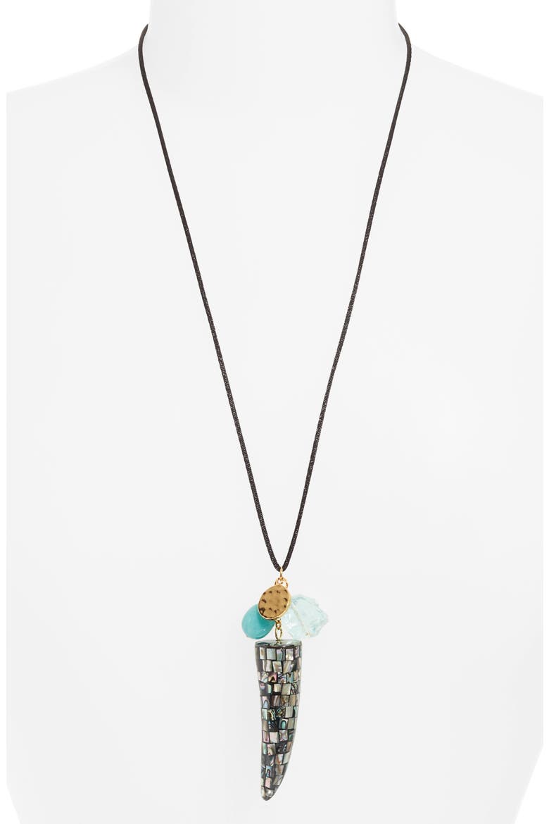 Abalone Tusk Cord Pendant Necklace, Alternate, color, MULTI