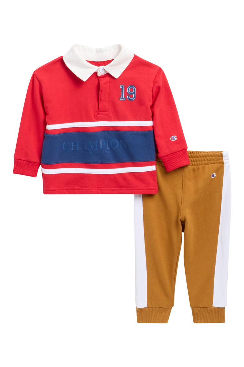 Kids' Rugby Shirt & Jogger Pants Set, Main, color, LYCHEE