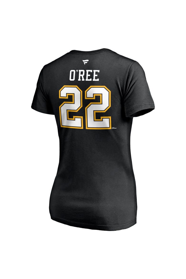 Women's Fanatics Branded Willie O'Ree Black Boston Bruins Authentic Stack Retired Player Name & Number V-Neck T-Shirt, Alternate, color, Black