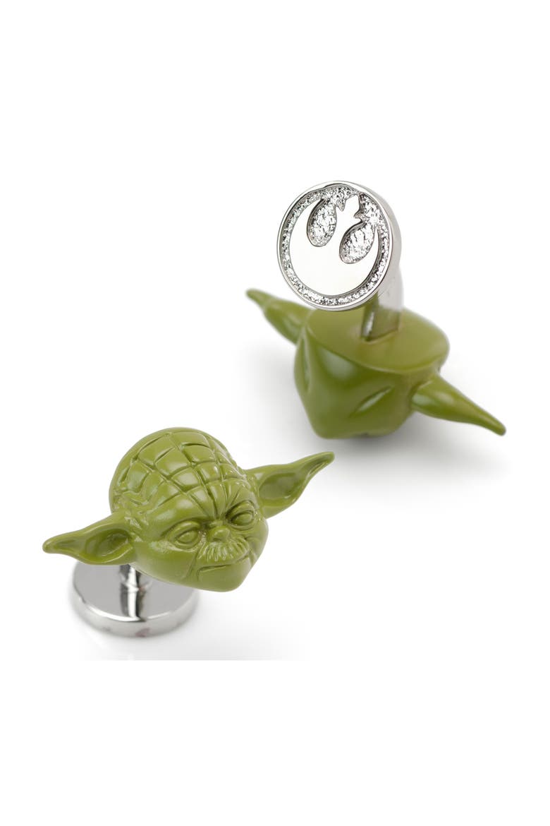 3D Yoda Cuff Links, Alternate, color, GREEN