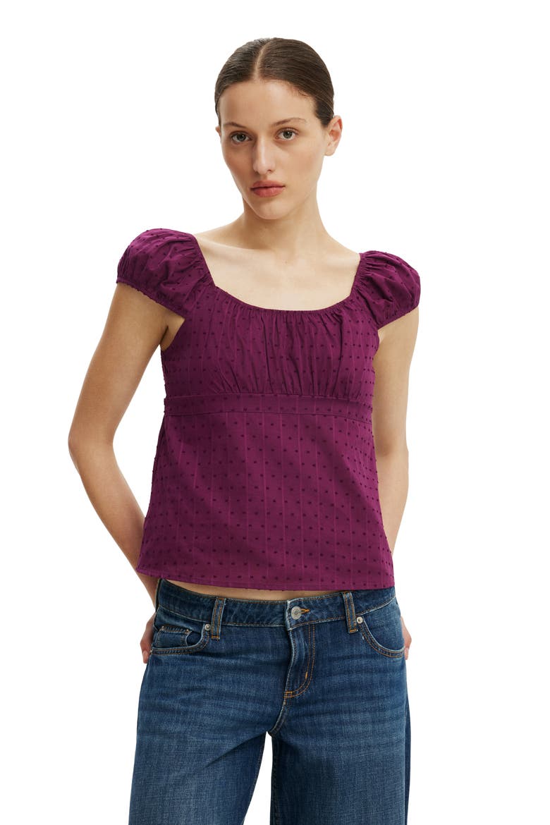 Women's Tie Back Babydoll Top, Main, color, Blackberry Belle Texture