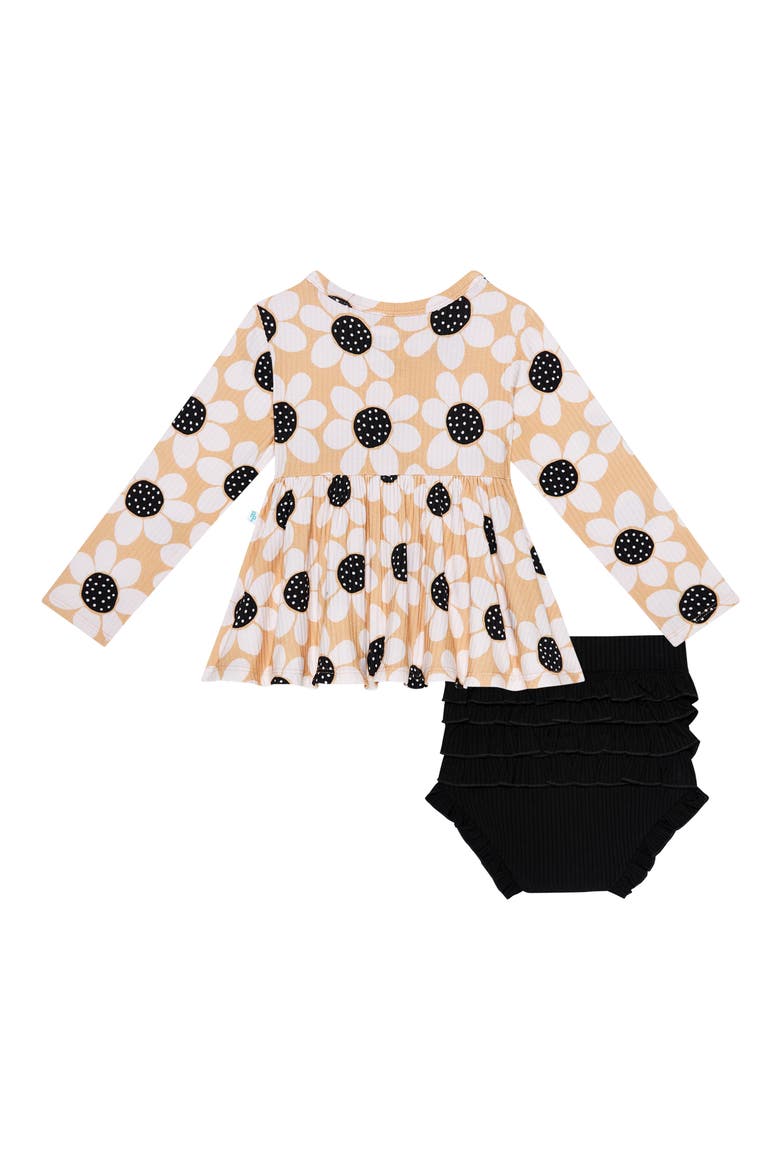 Kids' Reagan Long Sleeve Henley Peplum Top & Bloomers, Alternate, color, LIGHT BEIGE