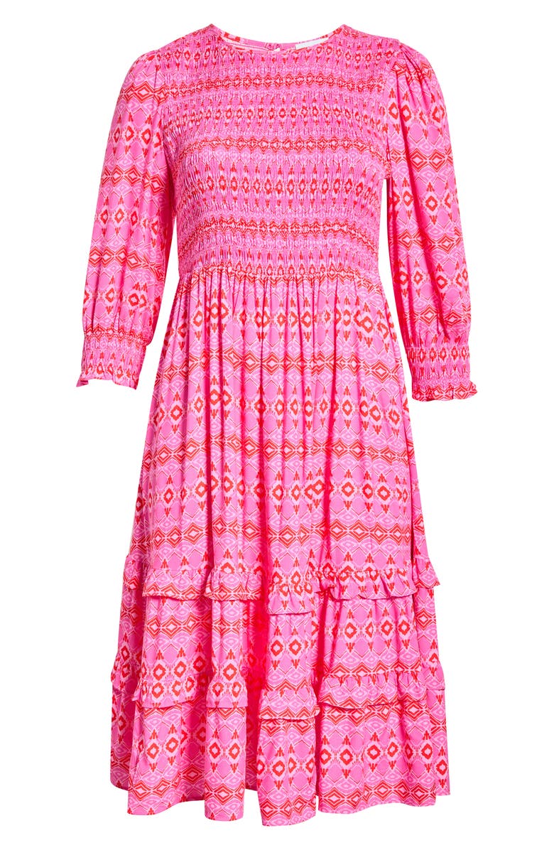 SUGARLIPS Mirany Ikat Print Long Sleeve Tiered Dress, Main, color,