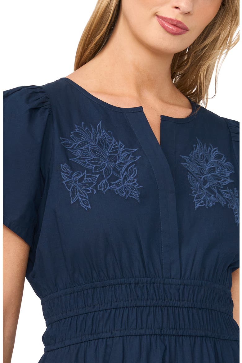 Floral Embroidered Puff Sleeve Dress, Alternate, color, CLASSIC NAVY