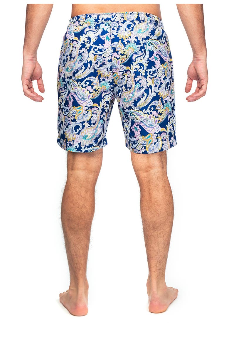 CONSTRUCT Multi Paisley Print Drawstring Swimming Trunks, Alternate, color,