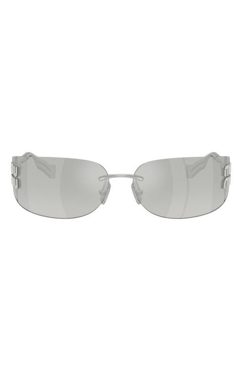 75mm Oversize Rectangular Wrap Sunglasses
