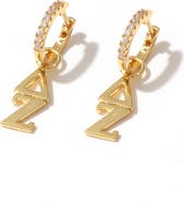 Color Shout Delta Zeta Greek Letter Huggie + Charm Earrings