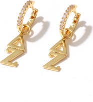Color Shout Delta Zeta Greek Letter Huggie + Charm Earrings