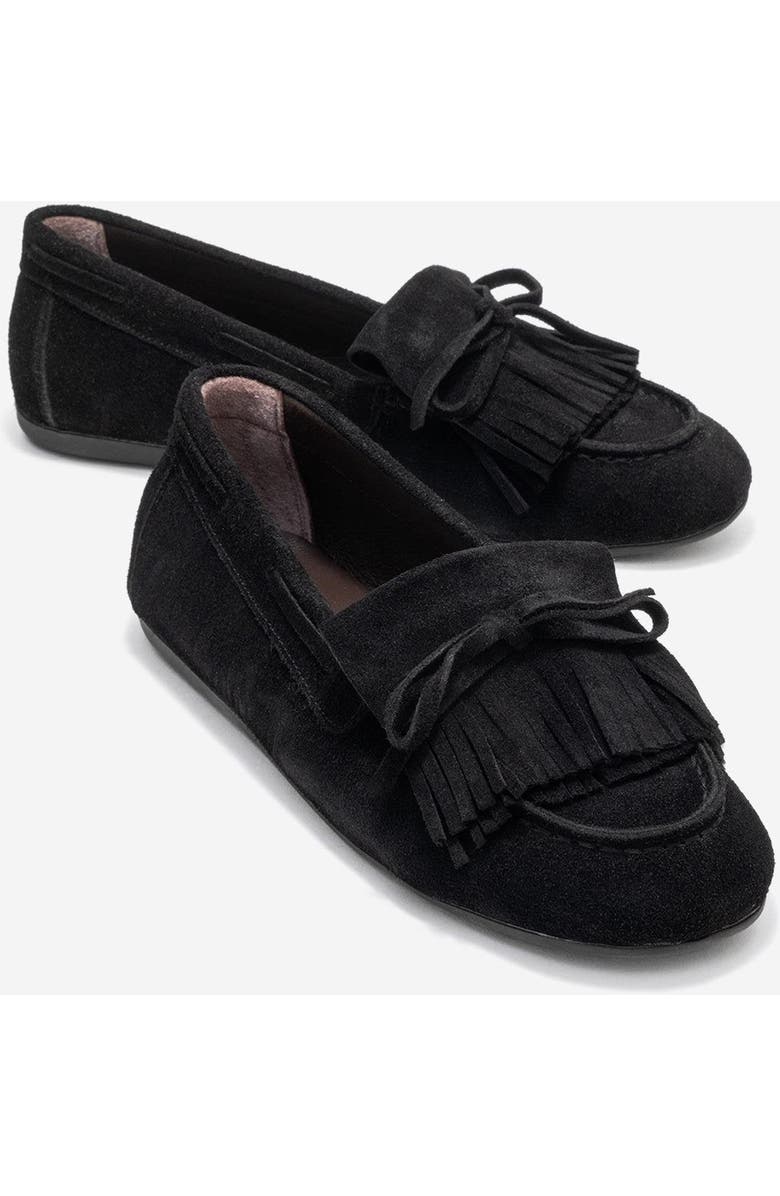 Forever & Always Shoes Axeli Leather Tassel Loafer, Alternate, color, Black Suede Leather