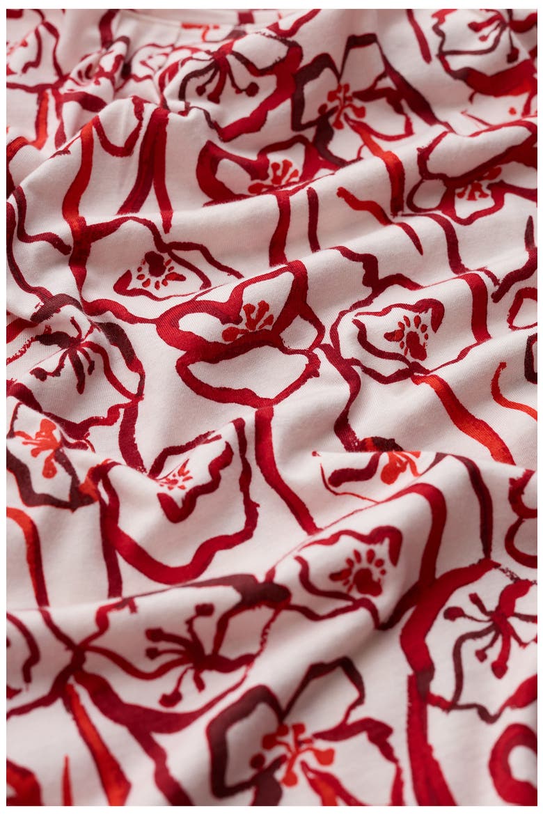 Appletree Floral Keyhole T-Shirt, Alternate, color, POPPY STEMS CHALK