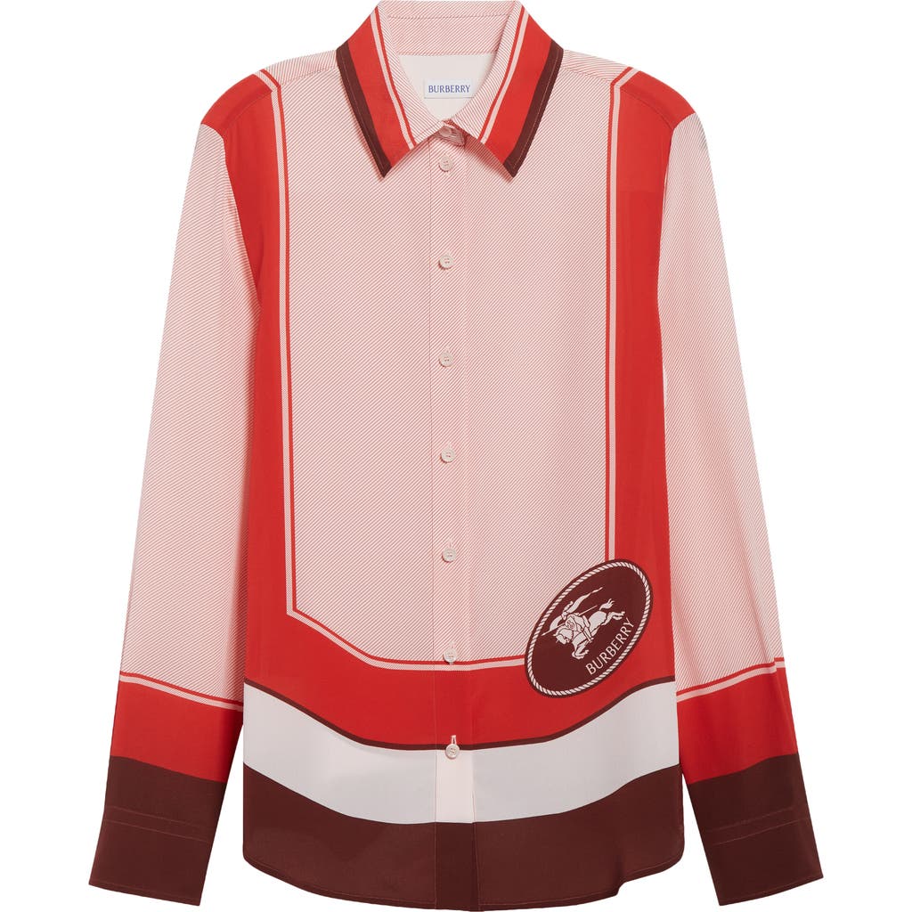 Burberry Regular Fit Knight Stamp Box Silk Shirt