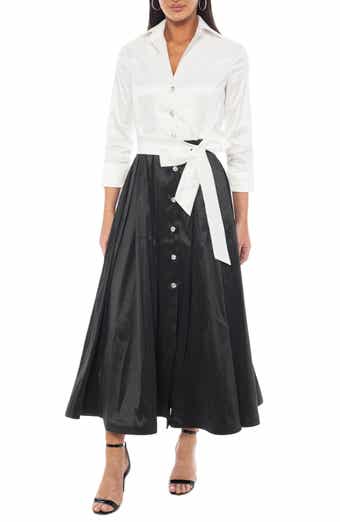 Oleg Cassini Colorblock Taffeta Shirtdress