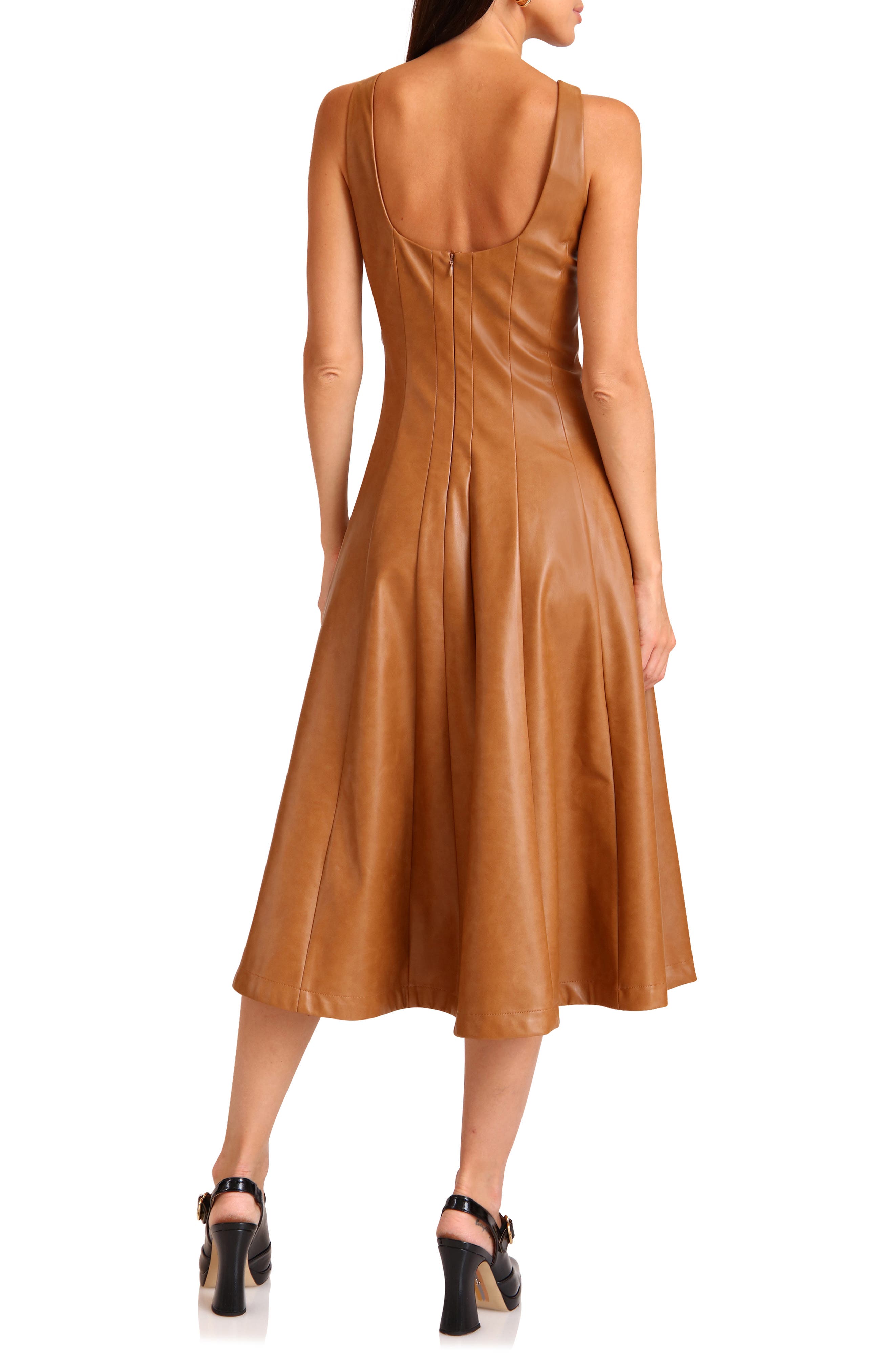 Avec Les Filles Seamed Faux Leather Swing Dress (Women) | Nordstromrack