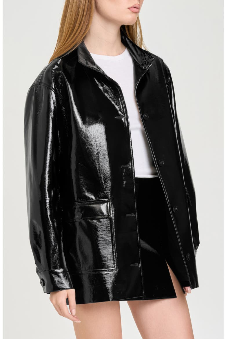 Rocky Faux Leather Jacket, Alternate, color, BLACK