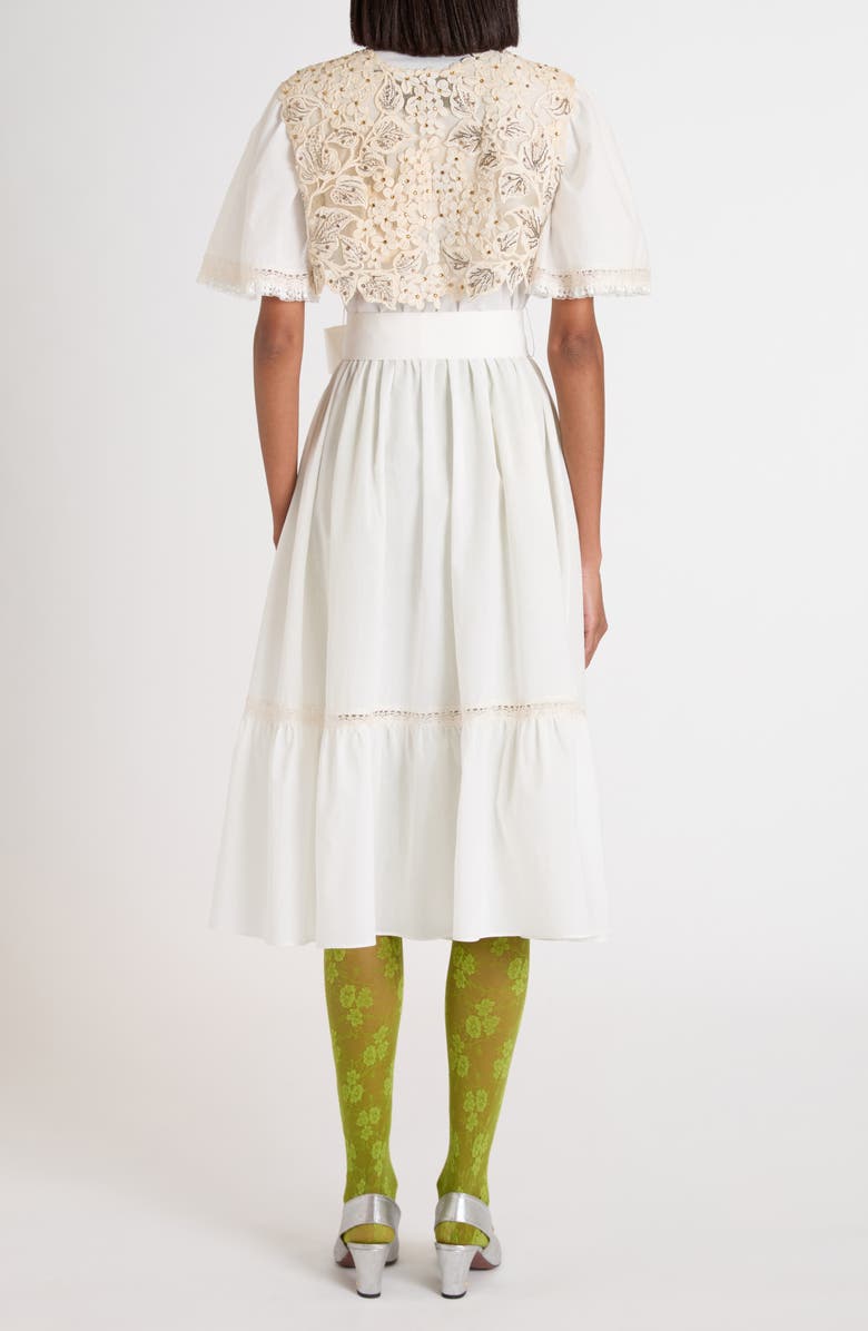 Valentino Garavani Lace Embellished Cotton Muslin Midi Dress, Alternate, color, Ivory