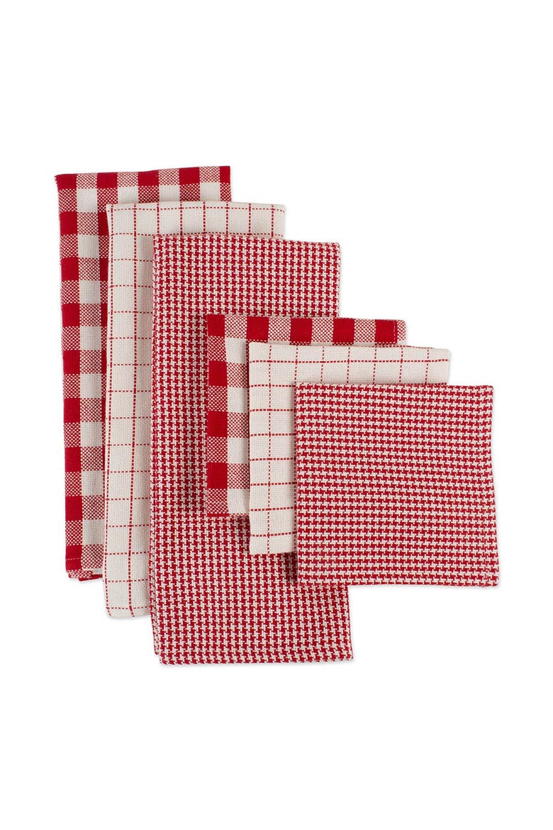 Heavyweight Dishtowel & Dishcloth Set/6, Alternate, color, Holiday Checks