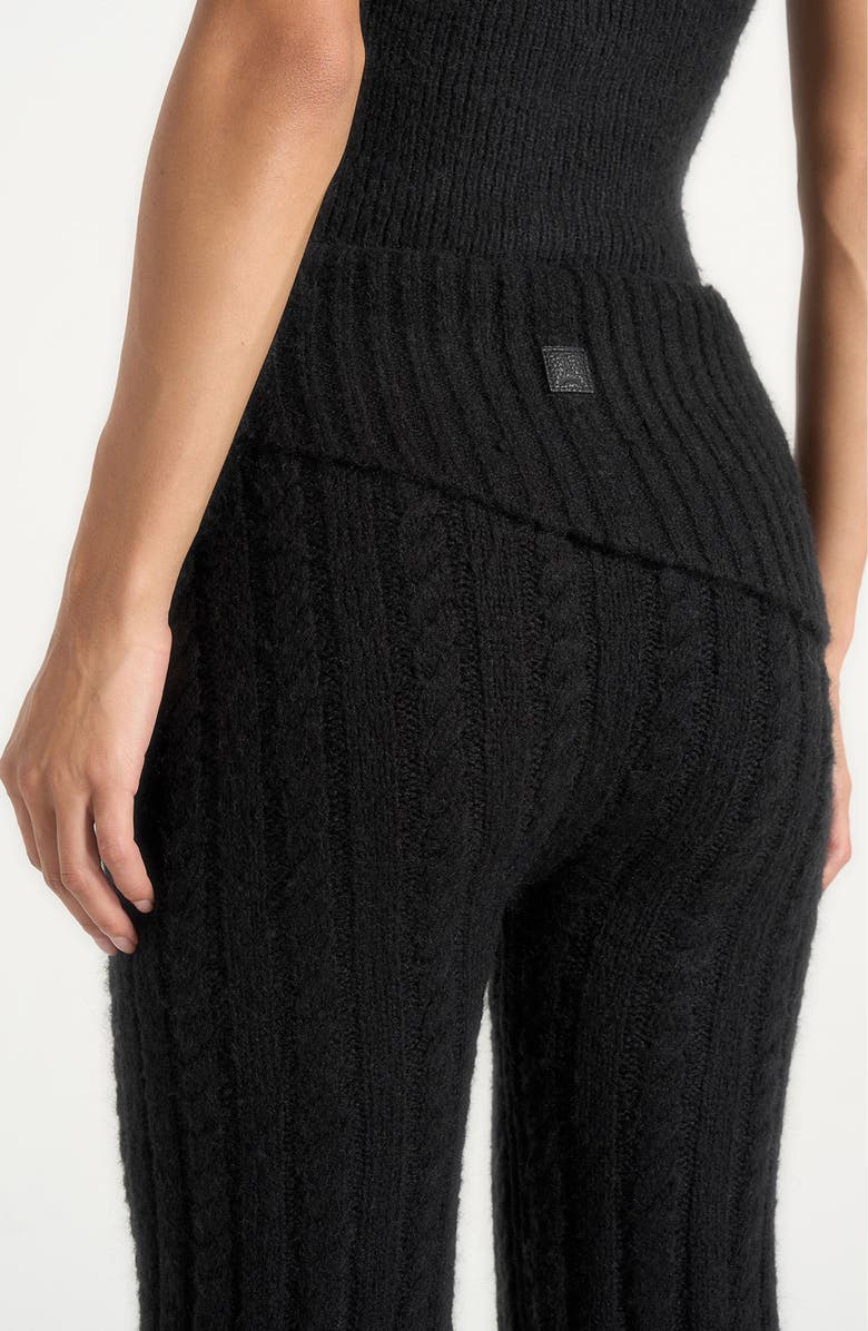 Manière De Voir Elvy Cable Knit Foldover Fit & Flare Bottoms, Alternate, color, Black