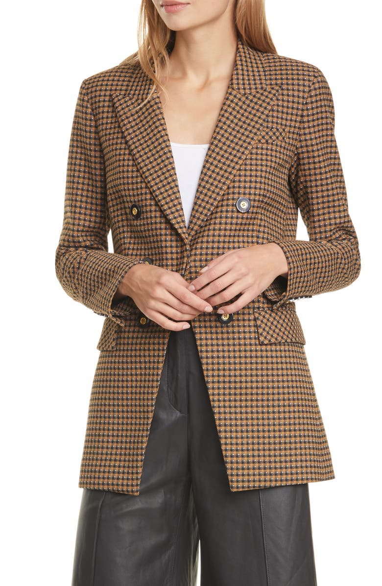 Veronica Beard Fortuna Houndstooth Check Dickey Jacket, Main, color, 