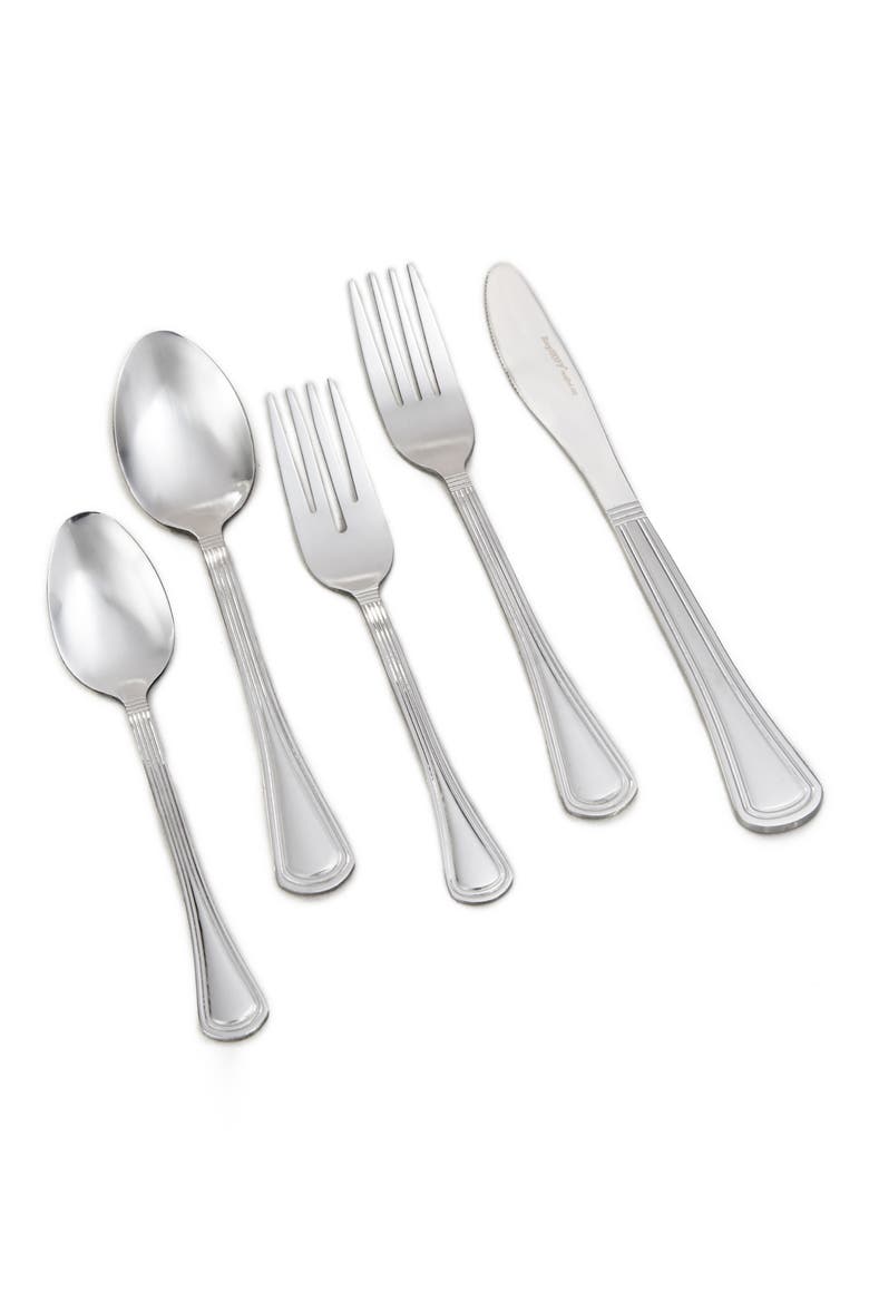 Two-Tone Matte Flatware Set - 20 Piece Set, Main, color, SILVER