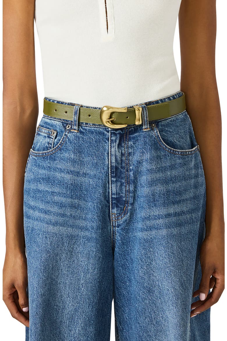 Nubuck Faux Leather Belt, Alternate, color, OLIVE