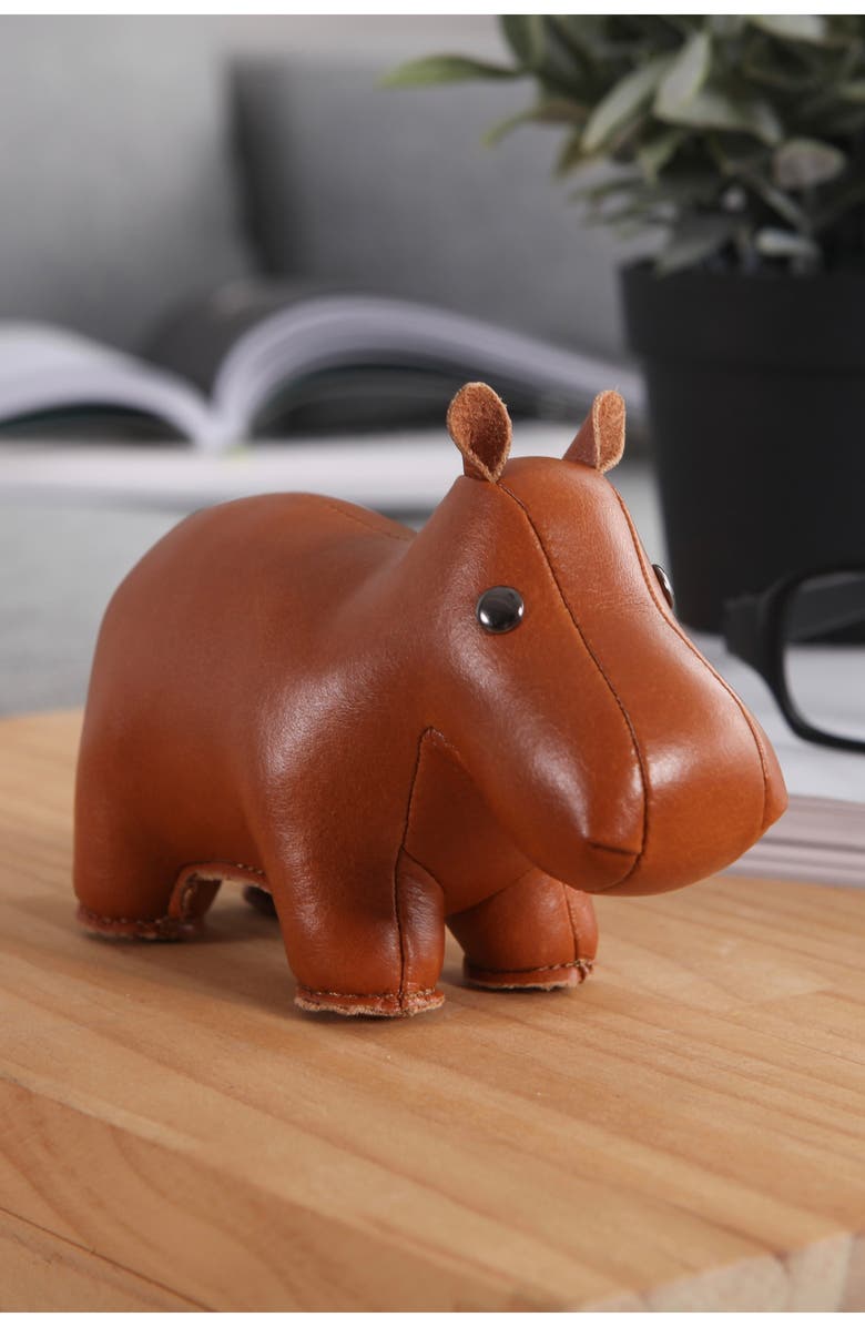 Zuny Hippo Faux Leather Paperweight, Alternate, color, Tan
