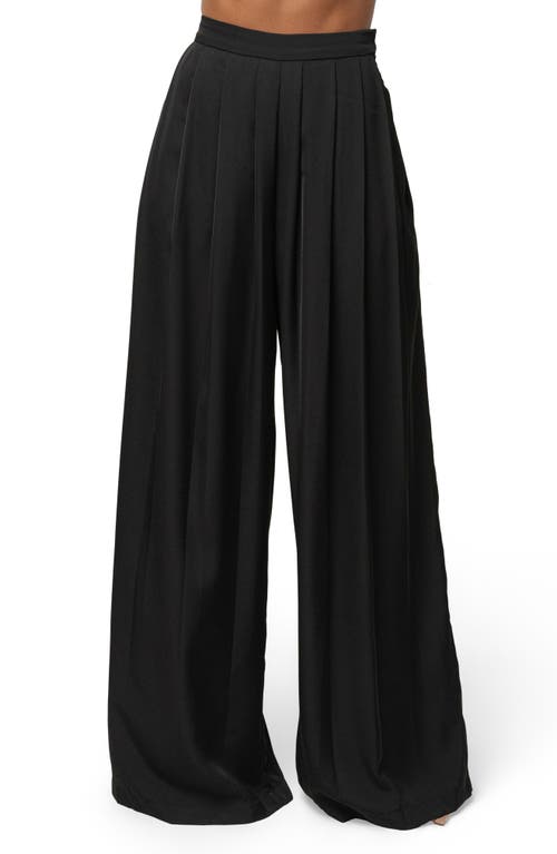 Jluxlabel Clara Pleated Wide Leg Trousers In Black