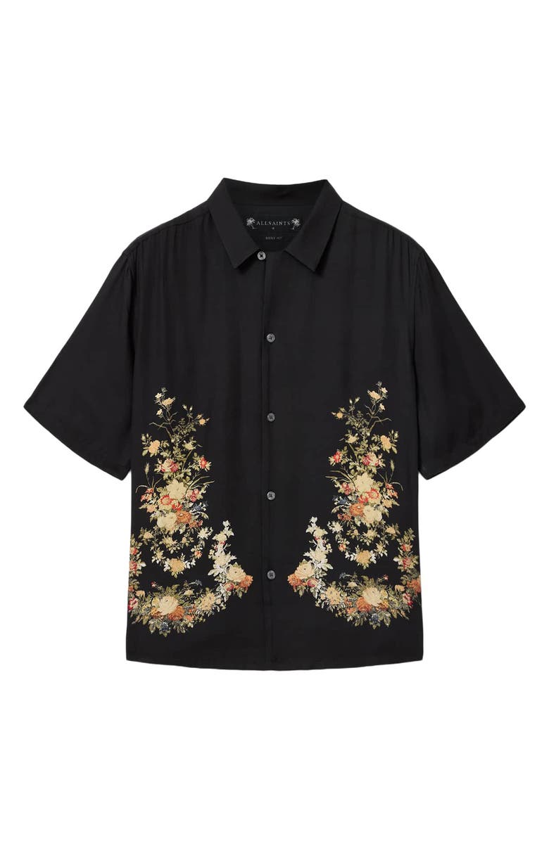AllSaints Parsons Floral Camp Shirt, Alternate, color, Jet Black
