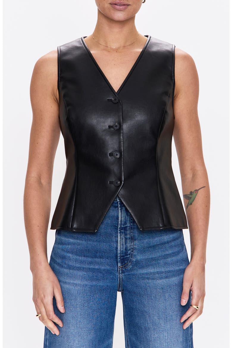 Danica Faux Leather Vest, Main, color, ONYX