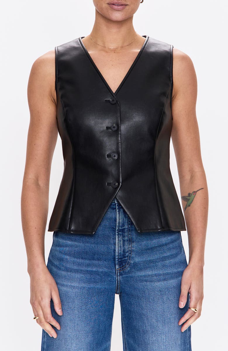 Pistola Danica Faux Leather Vest, Main, color, Onyx