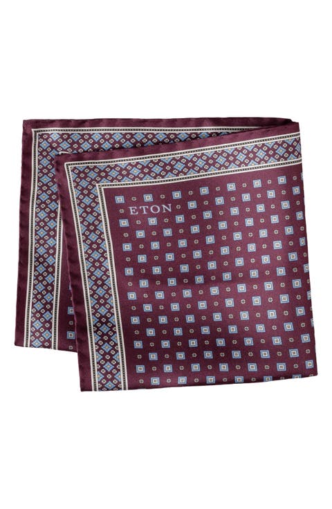 Geometric Print Silk Twill Pocket Square