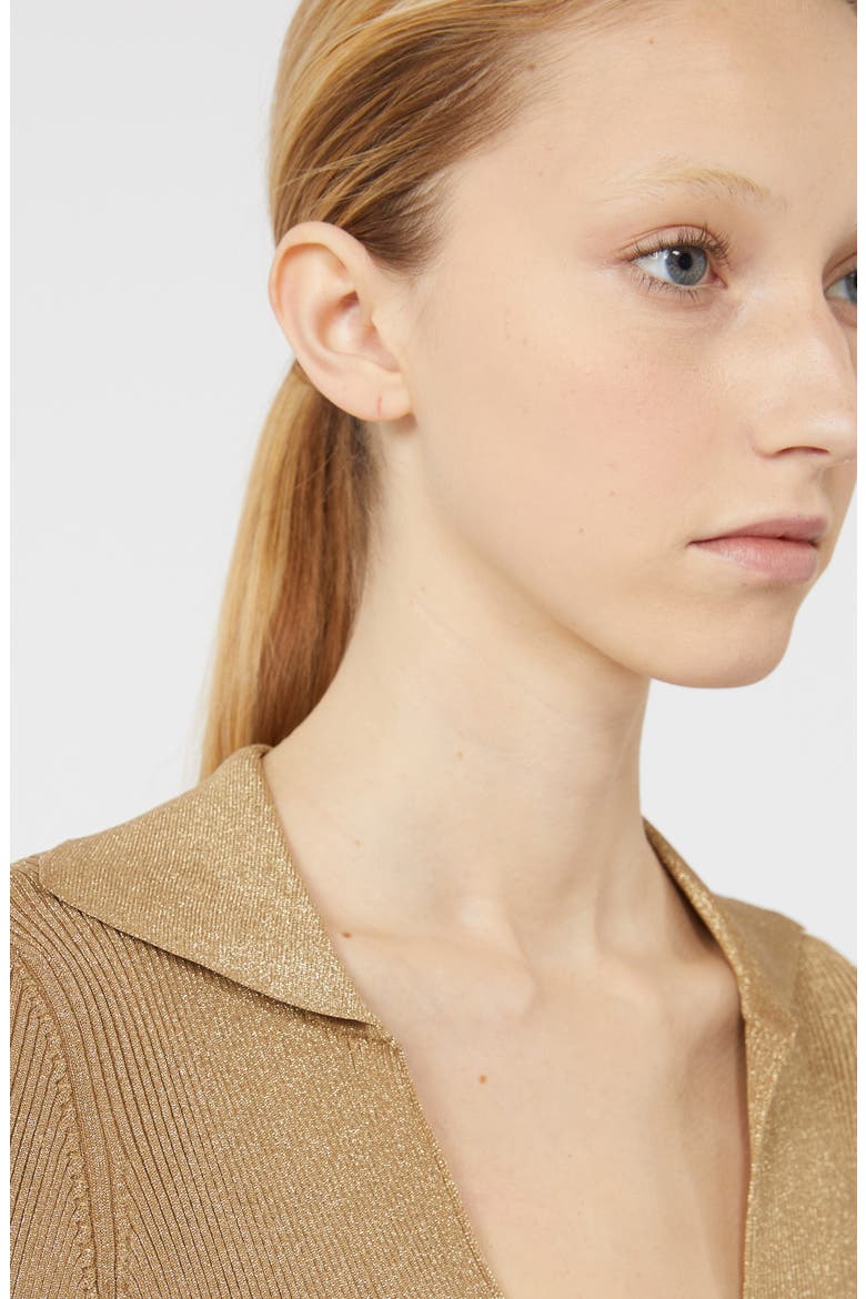 Ondata Metallic Rib Sweater, Alternate, color, LIGHT GOLD