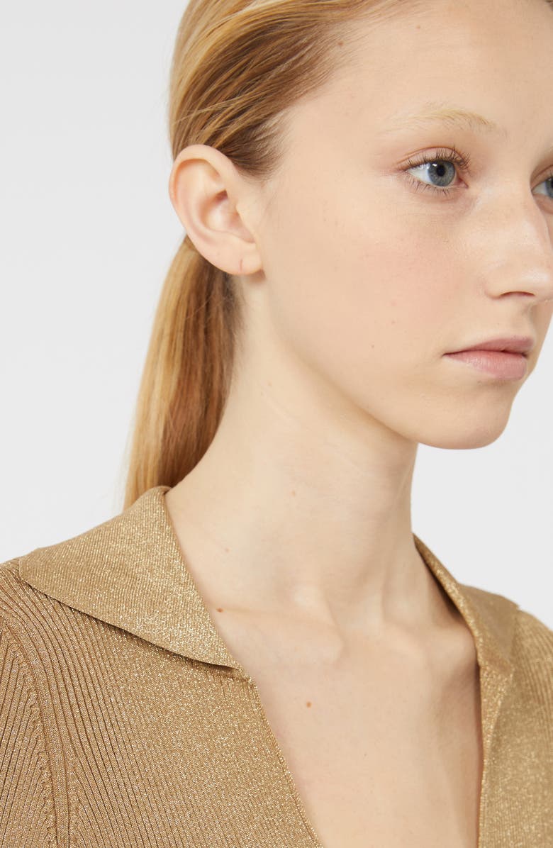 MM by Max Mara Ondata Metallic Rib Sweater, Alternate, color, Light Gold