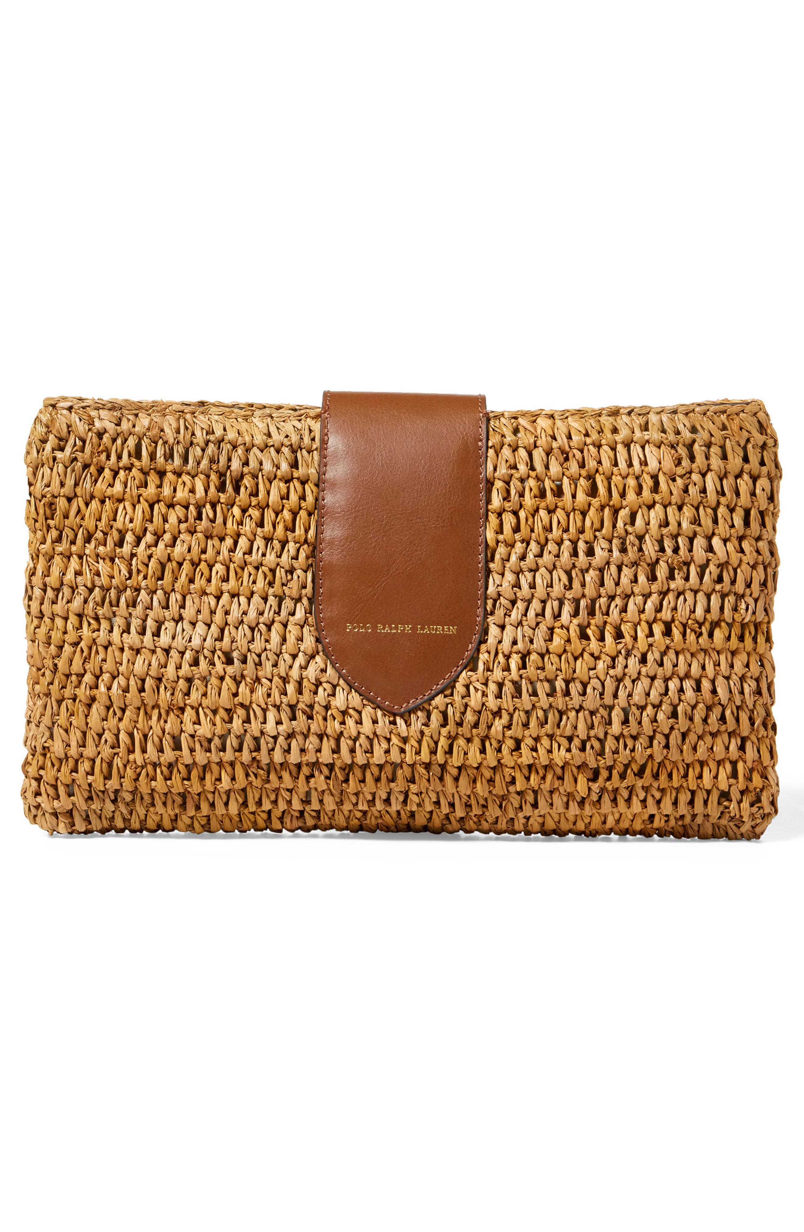 Lennox Raffia & Leather Clutch, Alternate, color, NATURAL