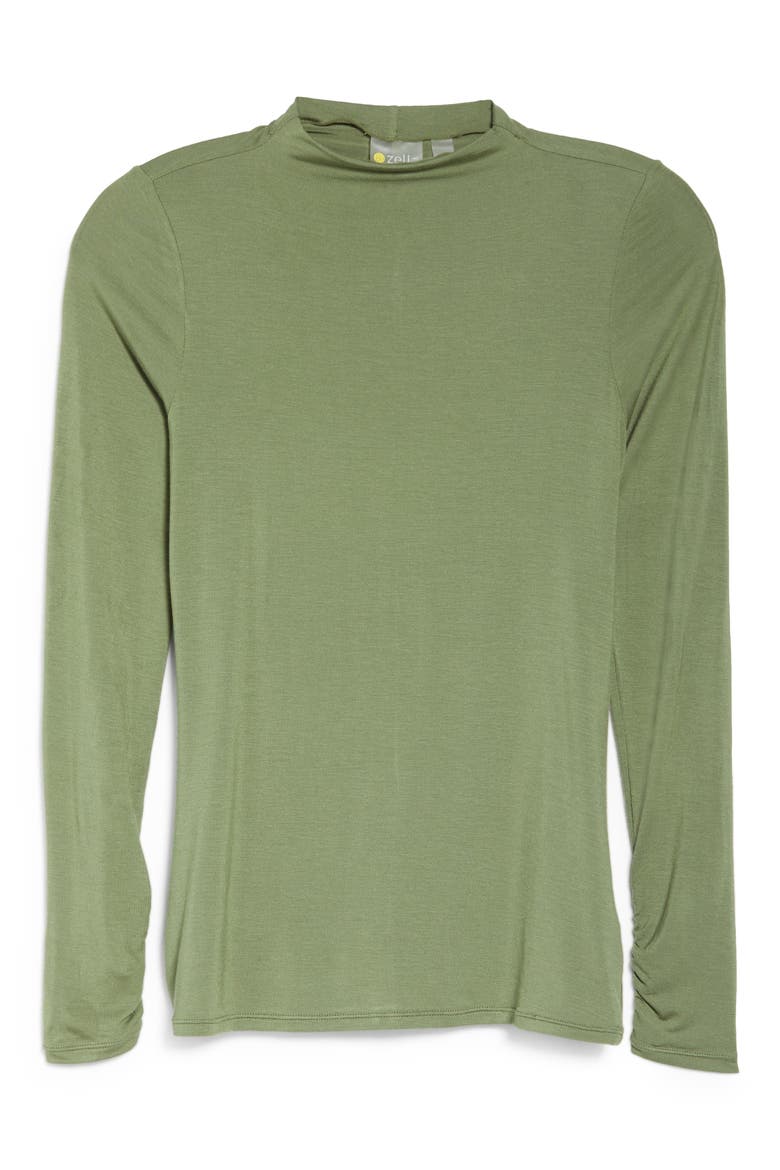 Ruched Back Long Sleeve Top, Alternate, color, OLIVE BRANCH