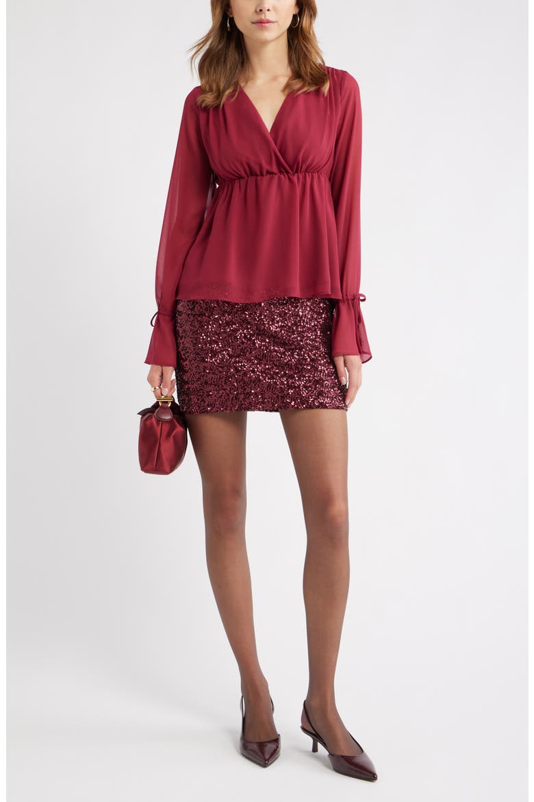 Babydoll Chiffon Top, Alternate, color, BURGUNDY BEET