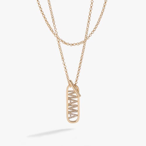 Alex And Ani Mama Pave Toggle Necklace In Gold