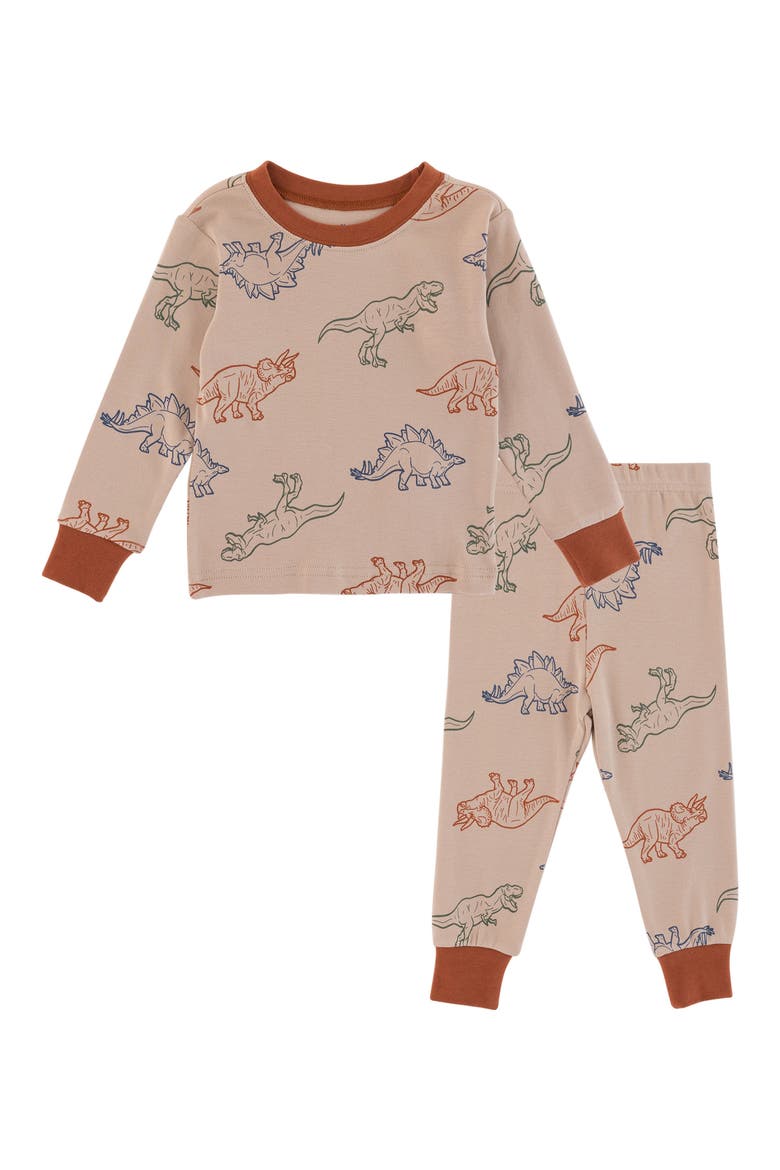 Kids' Dinosaur Two-Piece Pajama Set, Main, color, SAND