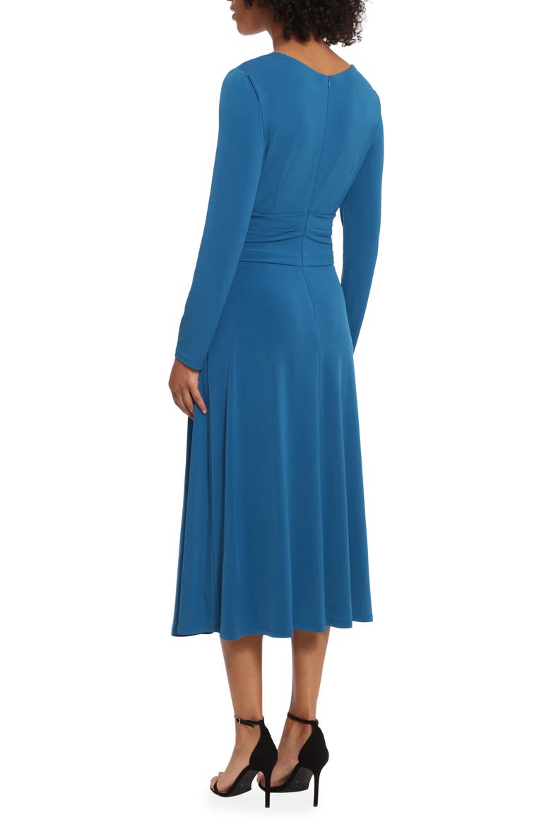 Wrap Front Long Sleeve Midi Dress, Alternate, color, CLASSIC BLUE
