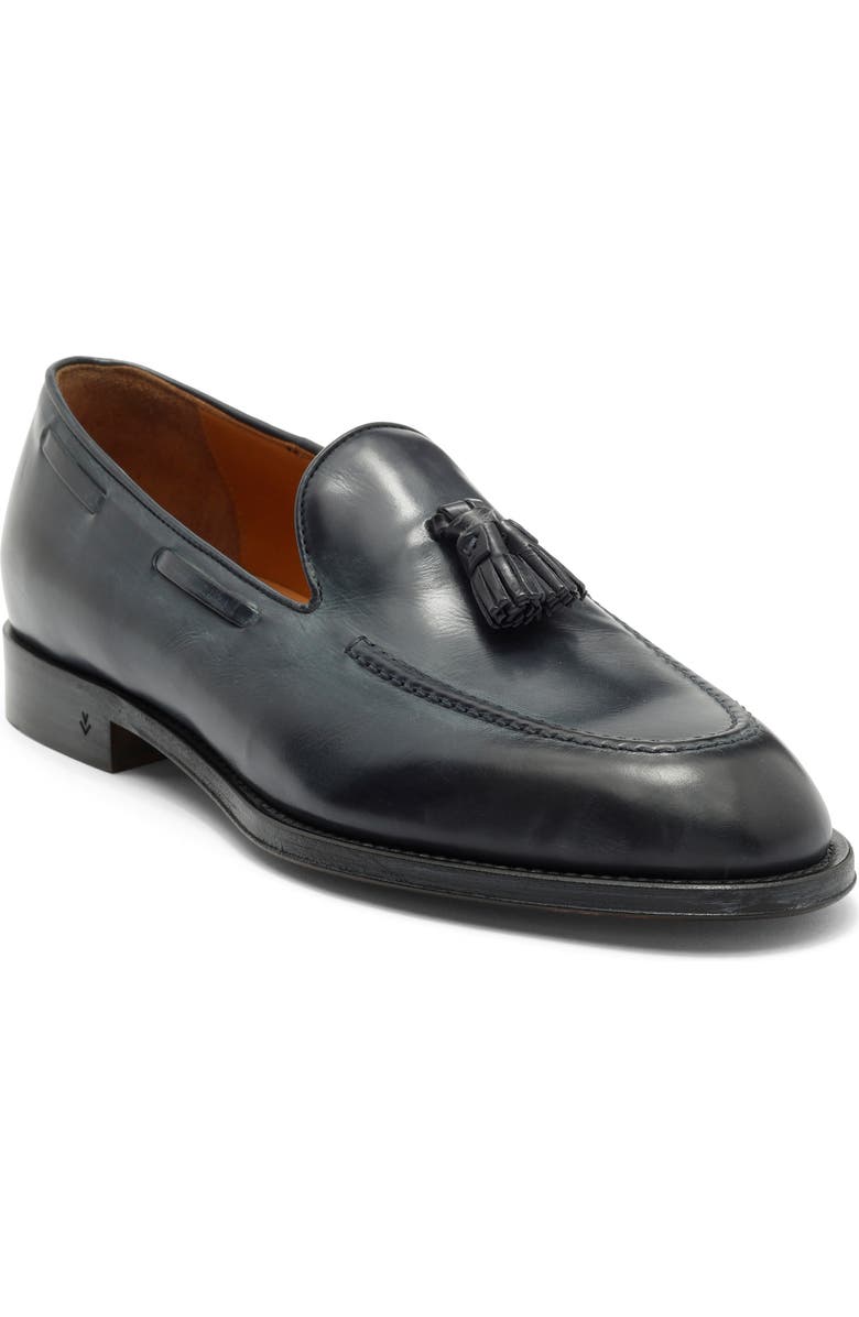 John Varvatos Barrow Leather Tassel Loafer, Main, color, Charcoal
